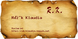 Rák Klaudia névjegykártya